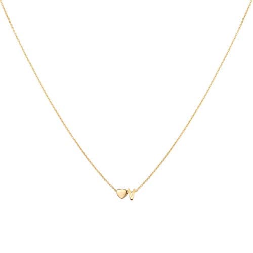 Glimmerst Heart Initial Necklace - Personalized 18K Gold Plated Stainless Steel