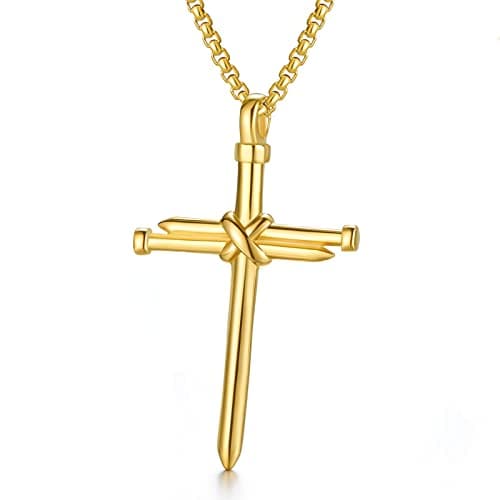 AZFVBQL Men's & Women's Stainless Steel Cross Necklace Pendant Jewelry