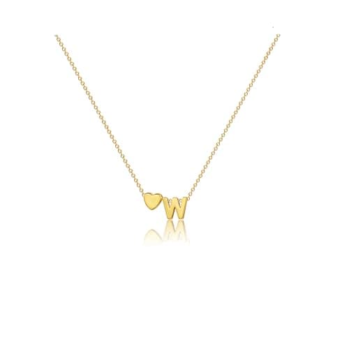CAROVO 14K Gold Plated Heart Initial Necklaces for Women A-Z