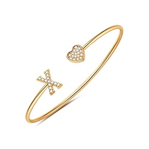 BRIJEWLIC 14K Gold Plated Initial Bracelets for Women and Girls