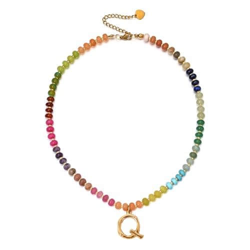 PDOUSELF Boho Personalized Beaded Initial Choker Necklace for Women Summer Beach