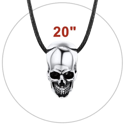 Stainless Steel U7 Skull Pendant Necklace - Gothic Punk Jewelry with 22-24 Inch Chain