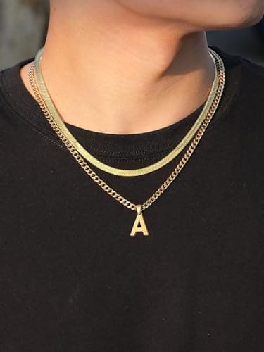P. BLAKE Stainless Steel Initial A-Z Pendant Necklaces Gifts for Men Boys