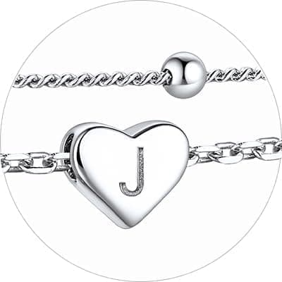 Stylish Women's 925 Sterling Silver Heart Anklets with Beads (Gift Box Included)
