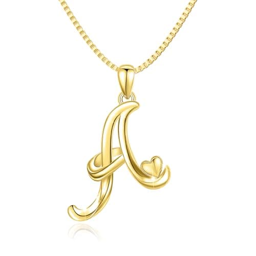 Freekiss Gold Heart Initial Necklace for Women