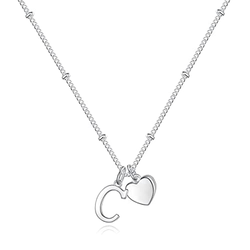 Vrsilver Easter Basket Stuffers: Heart Initial Necklaces for Girls & Women Jewelry