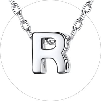 Chic Silver 925 Sterling Initial Necklace for Women, Personalized Gift (with Box)