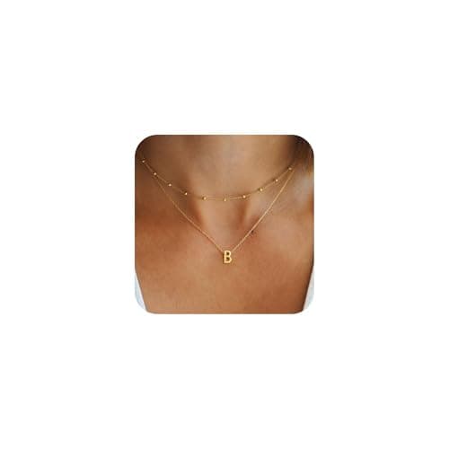 BAYLAY Women's Dainty 18K Gold Filled Initial Choker Necklace