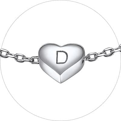 Chic Personalized 925 Sterling Silver Heart Initial Bracelet for Women(with Gift Box)