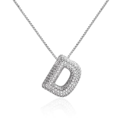 Qyalie Gold Plated Chunky Bubble Initial Letter Necklace for Women