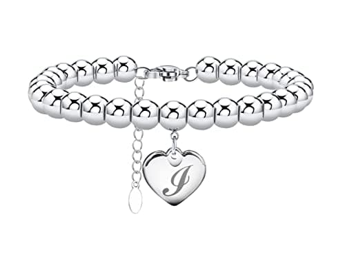 Monily Stainless Steel Heart Alphabet Bracelet for Women