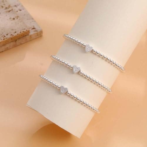 City Gold Initial Beaded Heart Bracelet for Women
