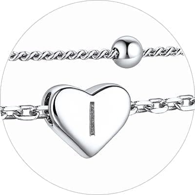 Stylish Women's 925 Sterling Silver Heart Anklets with Beads (Gift Box Included)