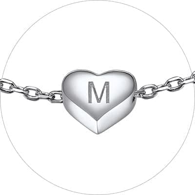 Chic Personalized 925 Sterling Silver Heart Initial Bracelet for Women(with Gift Box)