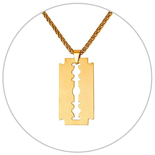 Stainless Steel 18K Gold Plated U7 Punk Dagger Pendant Necklace 22-24 Inches