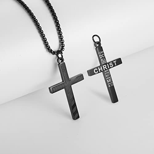 ZRAY American Flag Cross Necklace - Patriotic Stainless Steel Chain Gift for Dad