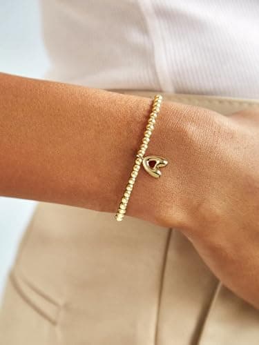 Conran Kremix Gold Initial Bracelet for Women Balloon Charm Gift