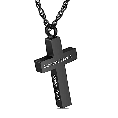 Stainless Steel Cremation Cross Necklace for Ashes Hold With Me Always