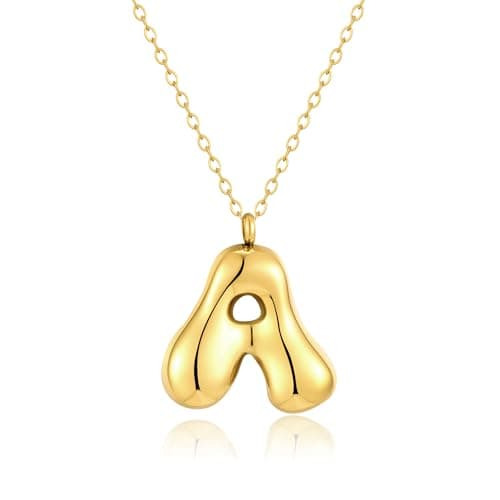Kainier Colorful Balloon Alphabet Name Pendant 14K Gold Plated Necklaces…