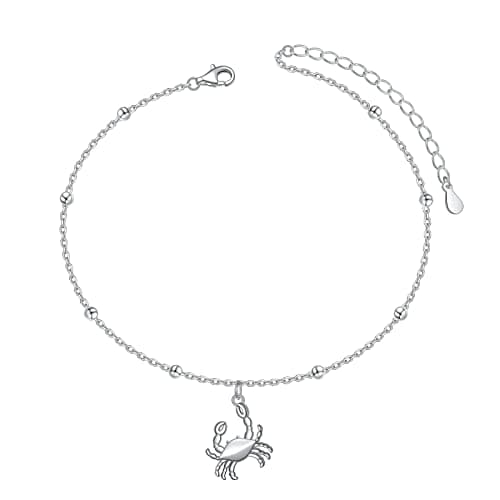 S925 Sterling Silver Evil Eye Starfish Heart Anklet for Women