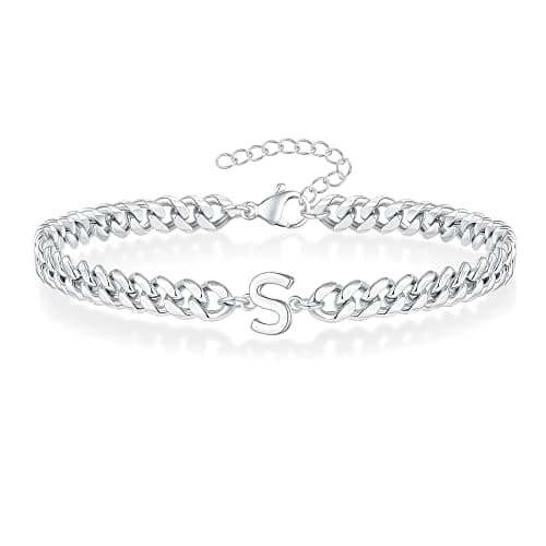 FOCOOG Gold & Silver Initial Bracelet - Mens Adjustable Jewelry, Unique Gift for Husband or Dad