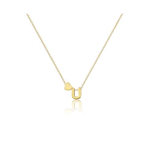 CAROVO 14K Gold Plated Heart Initial Necklaces for Women A-Z