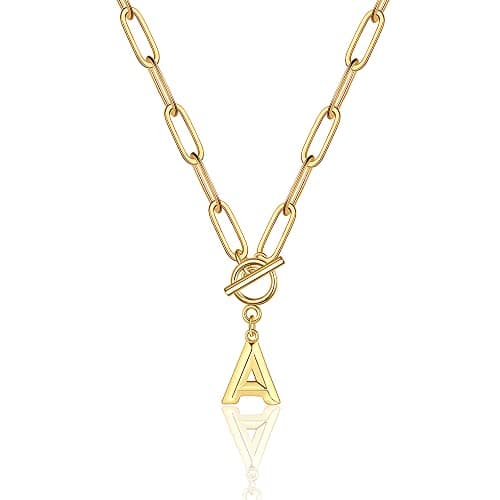 Eben-Ezer Hiphop Gold Initial A-Z Pendant Thick Chain Necklace