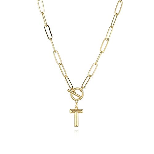 Eben-Ezer Hiphop Gold Initial A-Z Pendant Thick Chain Necklace