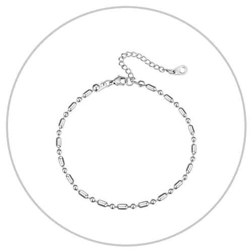 Richsteel Women's Wheat Chain Anklets, Cuban/Figaro/Spiga, 18K Gold Plated, Beach Waterproof