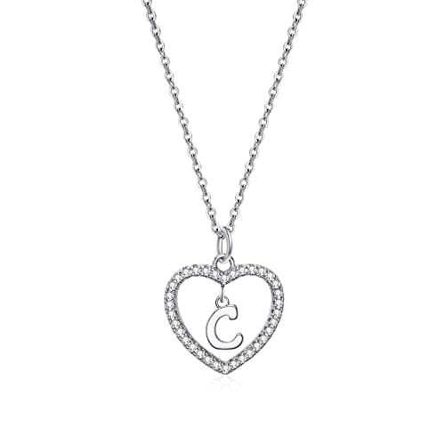 Lang Xuan Personalised Silver Initial Necklace A-Z Name Pendant Gifts