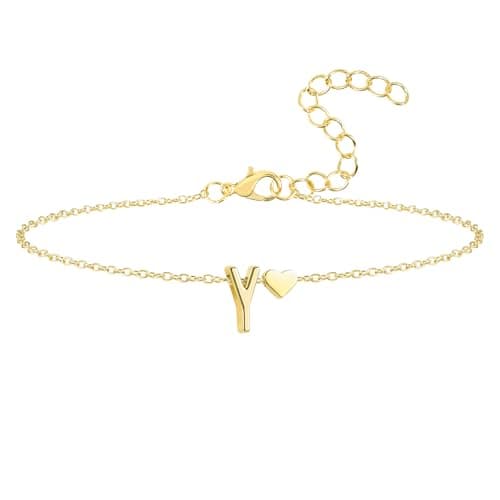 Seaield Women's 14K Gold Plated Personalized Initial Bracelet Trendy Gift