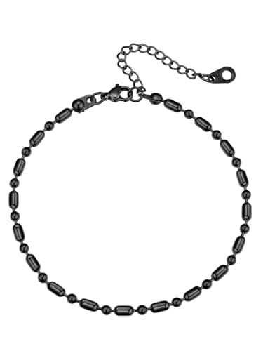Richsteel Women's Anklets: Cuban, Figaro, and Spiga Chains in Stainless Steel and 18K Gold Plating