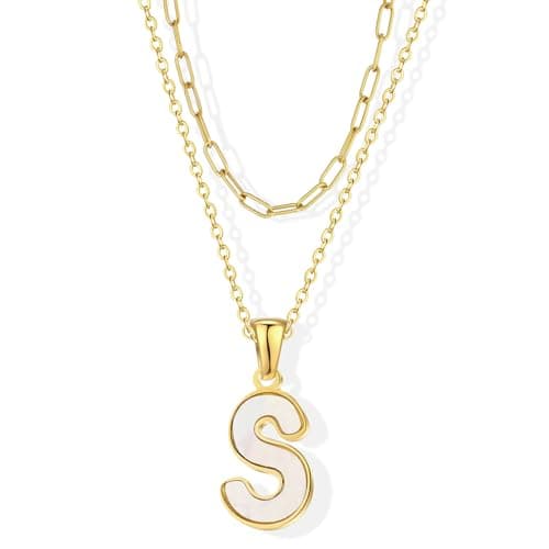 KELMALL Gold Initial Necklace, A-Z Circle Pendant Non-Tarnish Jewelry