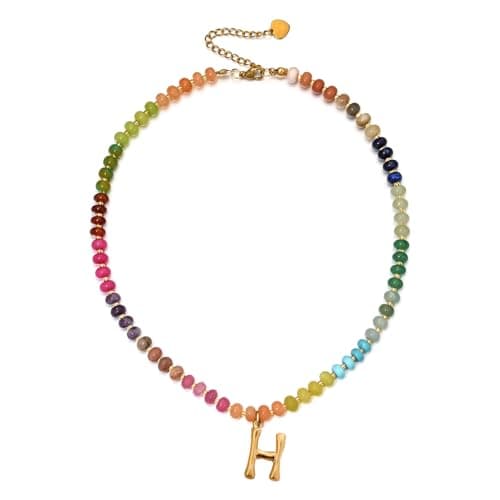 PDOUSELF Boho Personalized Beaded Initial Choker Necklace for Women Summer Beach