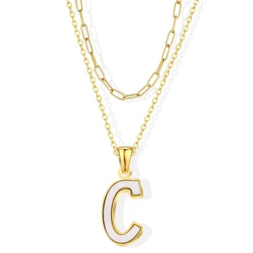 KELMALL Gold Initial Necklace, A-Z Circle Pendant Non-Tarnish Jewelry