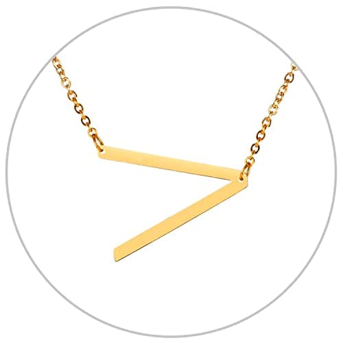 Alphabet A-Z Stainless Steel Choker for Women, Gold Plated CZ Jewelry, Gift Box Packed