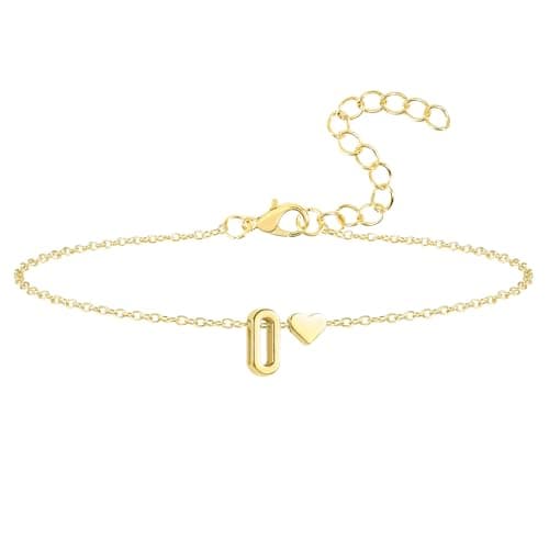 Seaield Women's 14K Gold Plated Personalized Initial Bracelet Trendy Gift