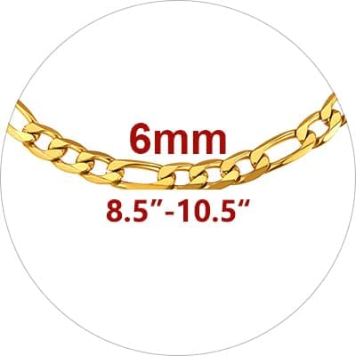 Focalook 14K Gold Plated Plus Size Anklet Jewelry 8.5-10.5" Adjustable