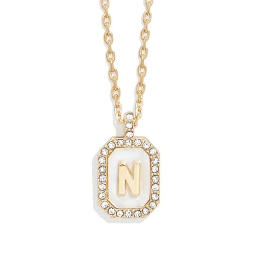 BaubleBar Gold & Mother of Pearl Initial Necklaces