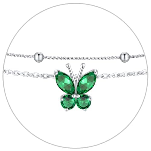 SILVERCUTE 925 Sterling Silver Butterfly Anklet for Women Waterproof Summer Beach Jewelry 22-27cm