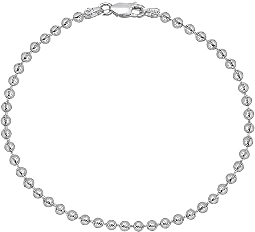 Savlano 925 Sterling Silver Solid Italian Figaro Anklet for Women, 0.8mm-5mm, Gift Box Included