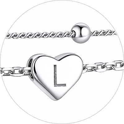 Stylish Women's 925 Sterling Silver Heart Anklets with Beads (Gift Box Included)