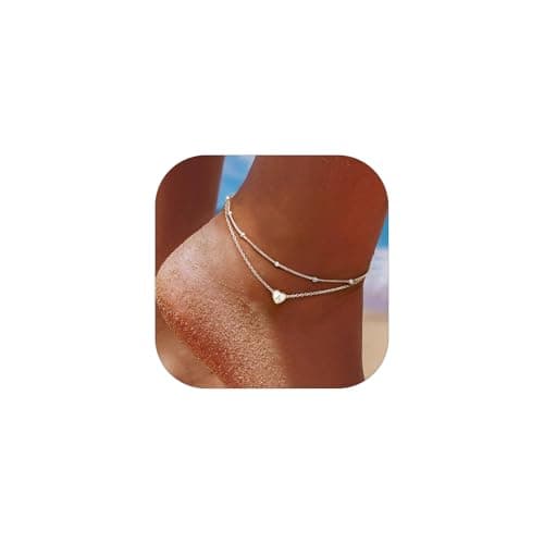 Stylish Women's 925 Sterling Silver Heart Anklets with Beads (Gift Box Included)