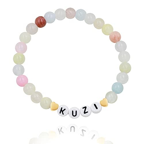 Personalized Name Bracelet with Natural Pearl and Afghan Jade for Women