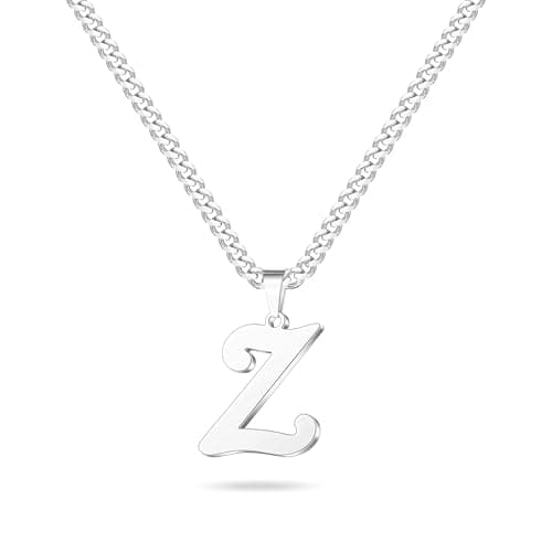 LUXEJEW Initial A-Z Letter Necklace for Men, Women, Boys