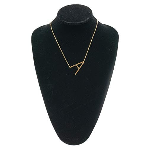 MOMOL Sideways Initial Necklace - Large 18K Gold Plated Stainless Steel Pendant for Women