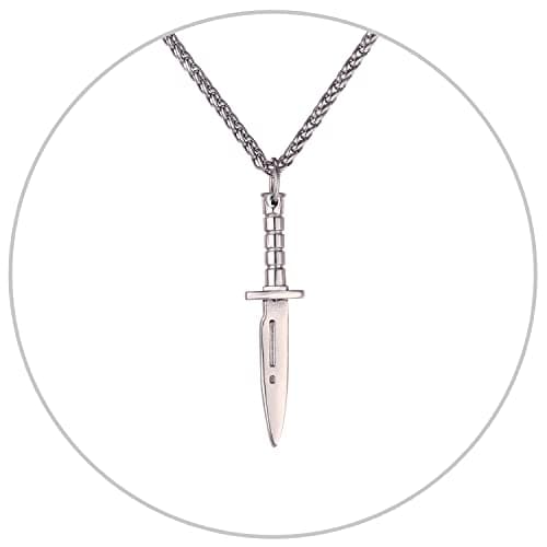 Stainless Steel 18K Gold Plated U7 Punk Dagger Pendant Necklace 22-24 Inches