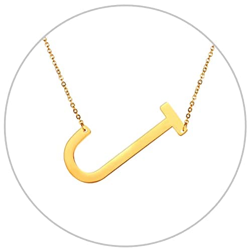 Alphabet A-Z Stainless Steel Choker for Women, Gold Plated CZ Jewelry, Gift Box Packed