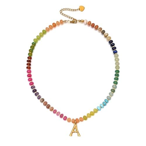 PDOUSELF Boho Personalized Beaded Initial Choker Necklace for Women Summer Beach