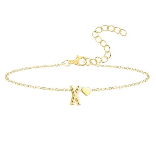 Seaield Women's 14K Gold Plated Personalized Initial Bracelet Trendy Gift